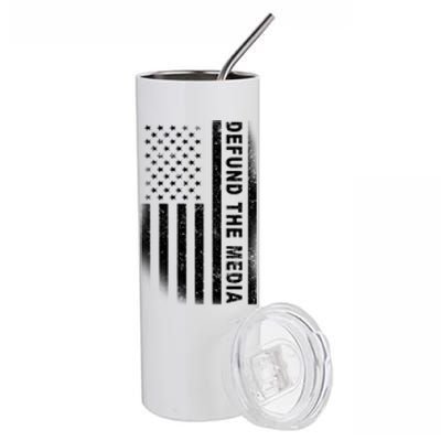 Defund The Media US Flag Stainless Steel Tumbler