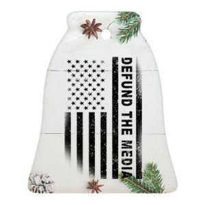 Defund The Media US Flag Ceramic Bell Ornament