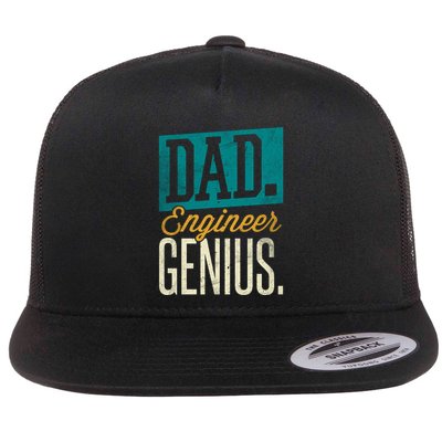 Dad Engineer Genius Engineer Dads Engineer Husbands Meaningful Gift Flatbill Hat