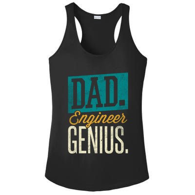 Dad Engineer Genius Engineer Dads Engineer Husbands Meaningful Gift Ladies PosiCharge Competitor Racerback Tank