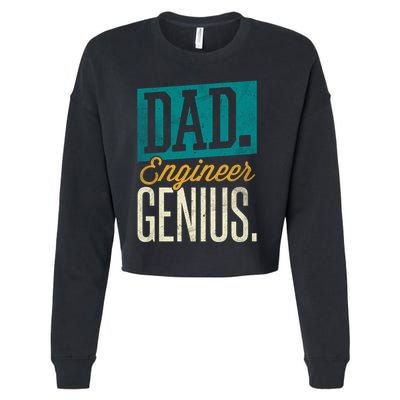 Dad Engineer Genius Engineer Dads Engineer Husbands Meaningful Gift Cropped Pullover Crew