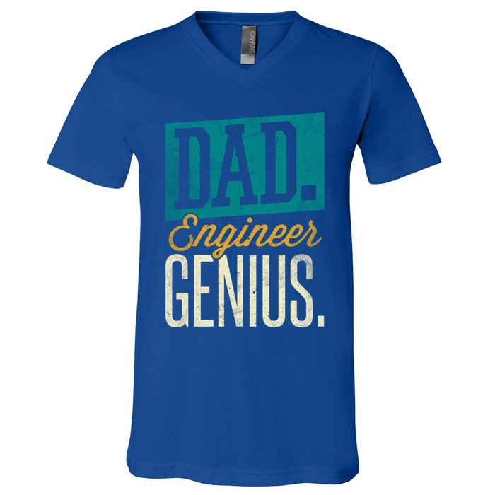 Dad Engineer Genius Engineer Dads Engineer Husbands Meaningful Gift V-Neck T-Shirt