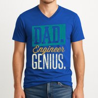 Dad Engineer Genius Engineer Dads Engineer Husbands Meaningful Gift V-Neck T-Shirt