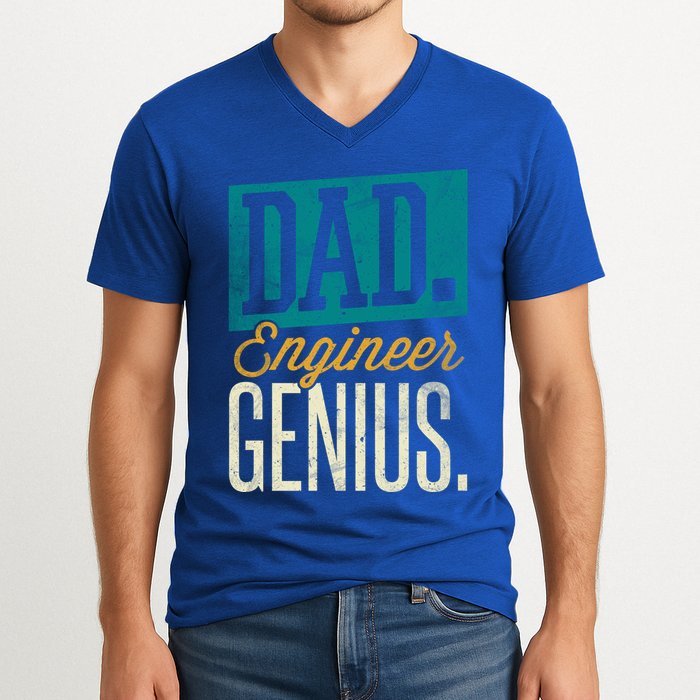 Dad Engineer Genius Engineer Dads Engineer Husbands Meaningful Gift V-Neck T-Shirt