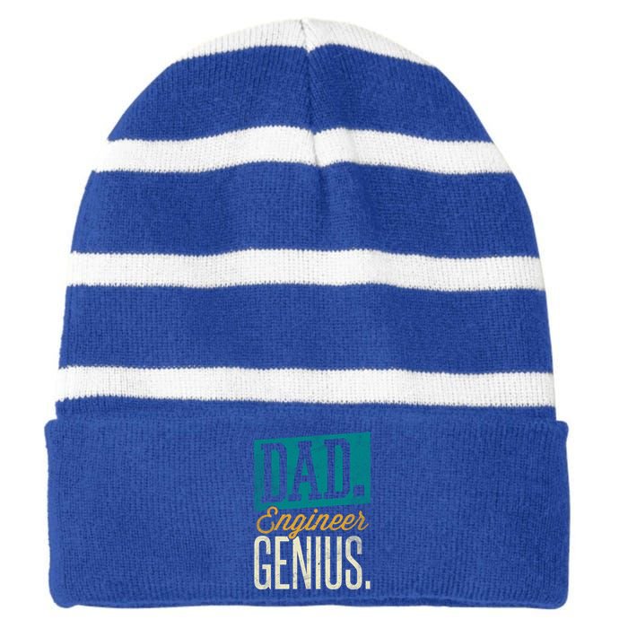 Dad Engineer Genius Engineer Dads Engineer Husbands Meaningful Gift Striped Beanie with Solid Band