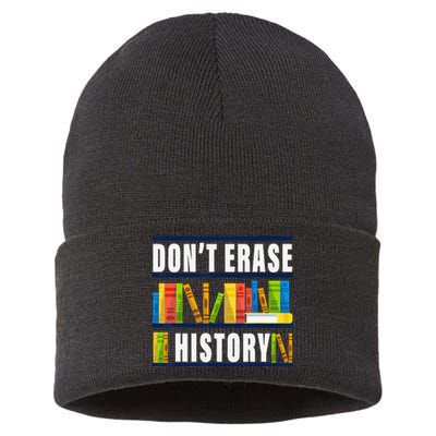 Don't Erase History Funny Book Worm Book Lover Quote Sustainable Knit Beanie