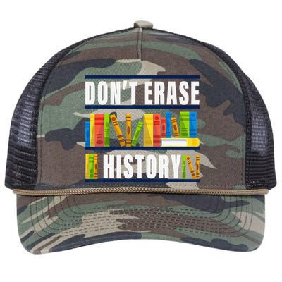 Don't Erase History Funny Book Worm Book Lover Quote Retro Rope Trucker Hat Cap