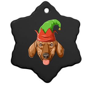 Dachshund Elf Hat Christmas Dachshund Gift Ceramic Star Ornament