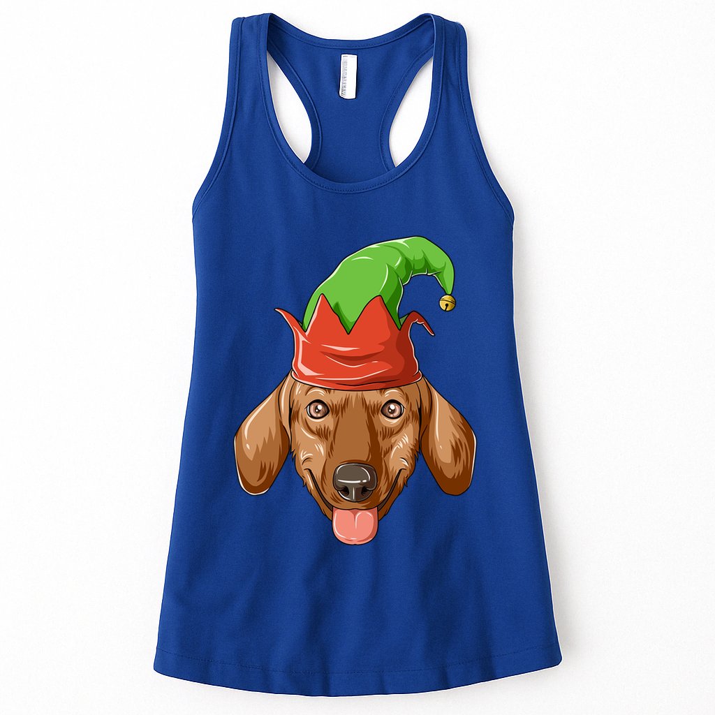 Dachshund Elf Hat Christmas Dachshund Gift Womens Tank Top
