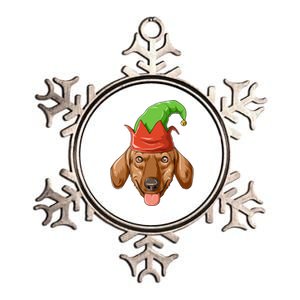 Dachshund Elf Hat Christmas Dachshund Gift Metallic Star Ornament