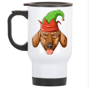 Dachshund Elf Hat Christmas Dachshund Gift Stainless Steel Travel Mug