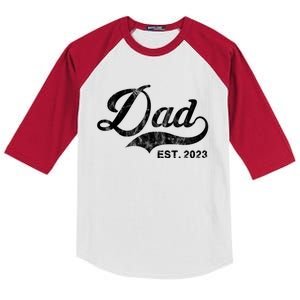 Dad Established In 2011 Worlds Best Fathers Day Cool Gift Kids Colorblock Raglan Jersey