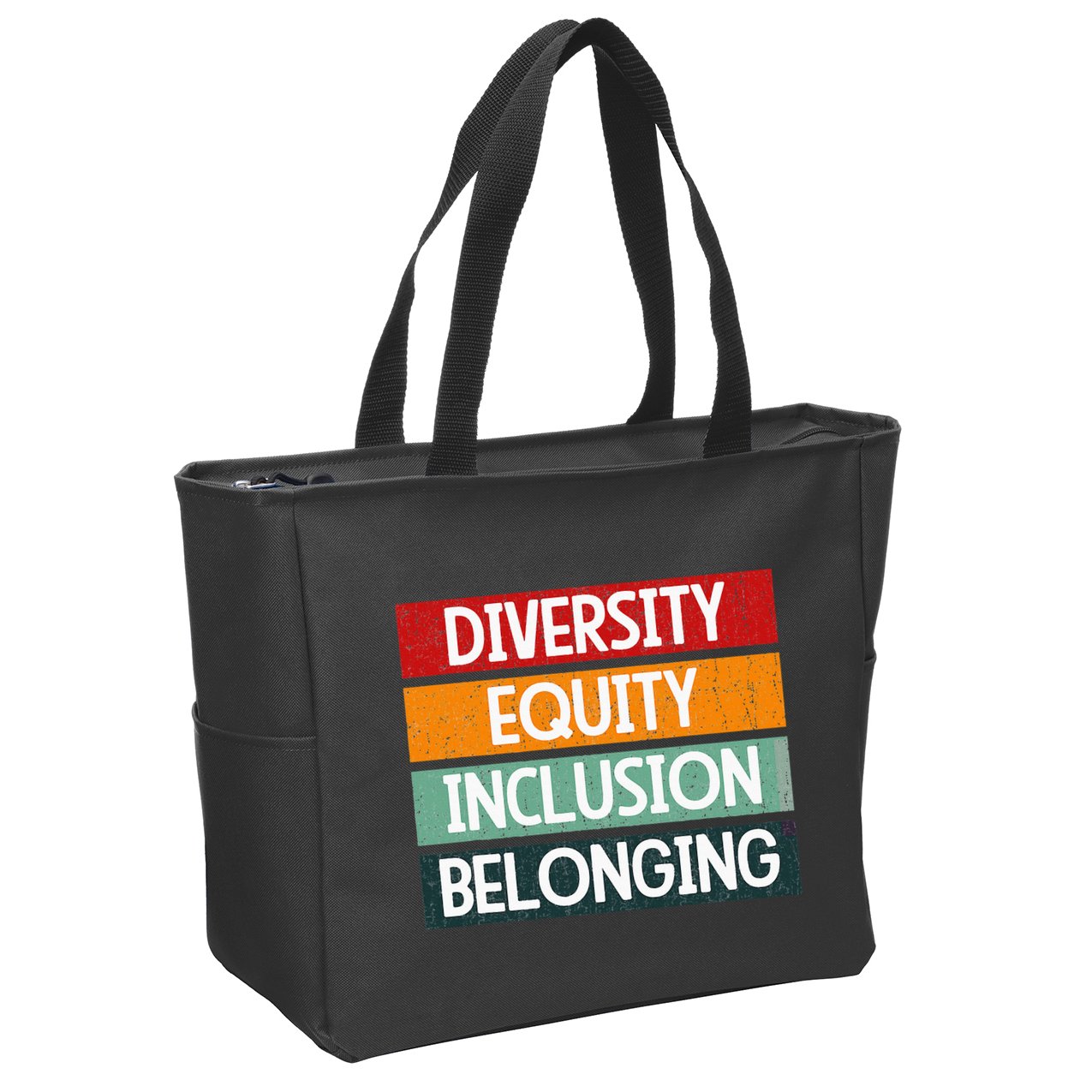 Diversity Equity Inclusion Belonging Zip Tote Bag