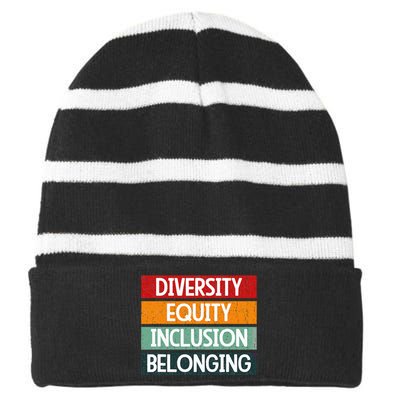 Diversity Equity Inclusion Belonging Striped Beanie with Solid Band