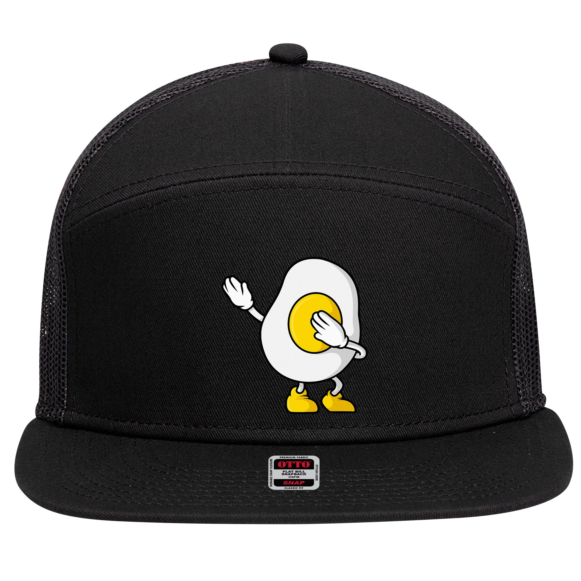 Dabbing Egg I’M So Eggcited Breakfast Gift 7 Panel Mesh Trucker Snapback Hat