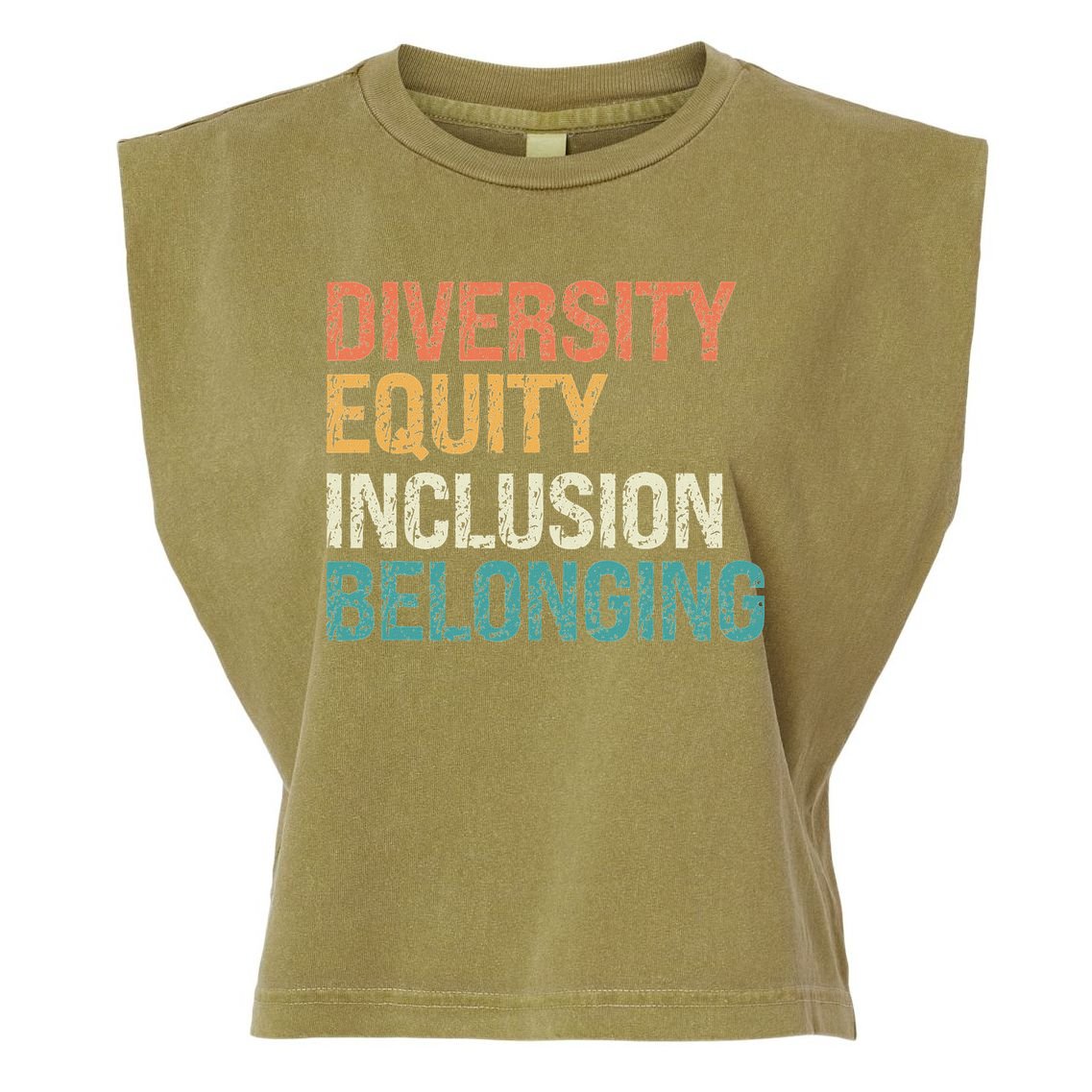 Diversity Equity Inclusion Belonging Garment-Dyed Women's Muscle Tee