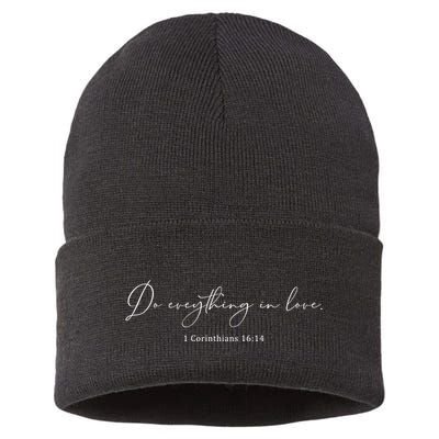 Do Everything In Love Bible Verse Quote Sustainable Knit Beanie