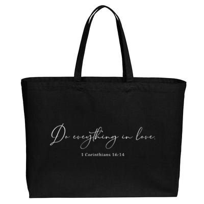 Do Everything In Love Bible Verse Quote Cotton Canvas Jumbo Tote