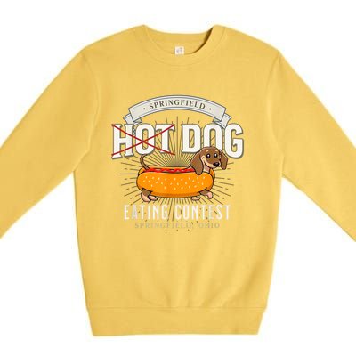 Dog Eating In Springfield Ohio Springfield Dog Cat Eating Springfield Dog Eating Premium Crewneck Sweatshirt