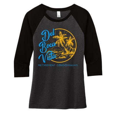 Del Boca Vista Retirement Condominiums Women's Tri-Blend 3/4-Sleeve Raglan Shirt