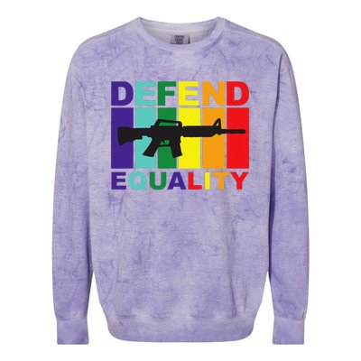 Defend Equality Lgbt Gay Flag Assault Rifle Colorblast Crewneck Sweatshirt