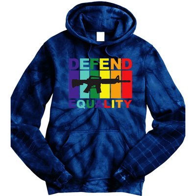 Defend Equality Lgbt Gay Flag Assault Rifle Tie Dye Hoodie