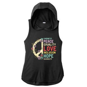 Diversity Equality Love Peace Human Rights Social Justice Ladies PosiCharge Tri-Blend Wicking Draft Hoodie Tank