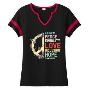 Diversity Equality Love Peace Human Rights Social Justice Ladies Halftime Notch Neck Tee