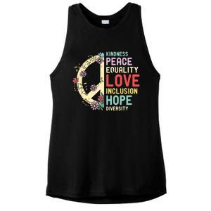 Diversity Equality Love Peace Human Rights Social Justice Ladies PosiCharge Tri-Blend Wicking Tank