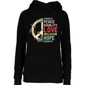 Diversity Equality Love Peace Human Rights Social Justice Womens Funnel Neck Pullover Hood