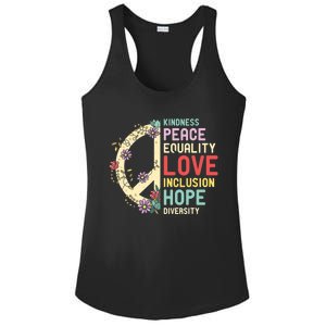 Diversity Equality Love Peace Human Rights Social Justice Ladies PosiCharge Competitor Racerback Tank