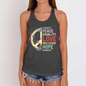 Diversity Equality Love Peace Human Rights Social Justice Women's Knotted Racerback Tank