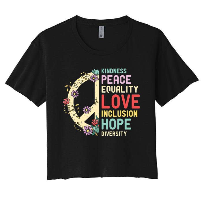 Diversity Equality Love Peace Human Rights Social Justice Women's Crop Top Tee