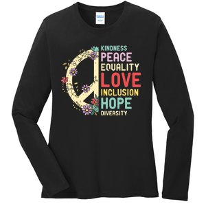 Diversity Equality Love Peace Human Rights Social Justice Ladies Long Sleeve Shirt