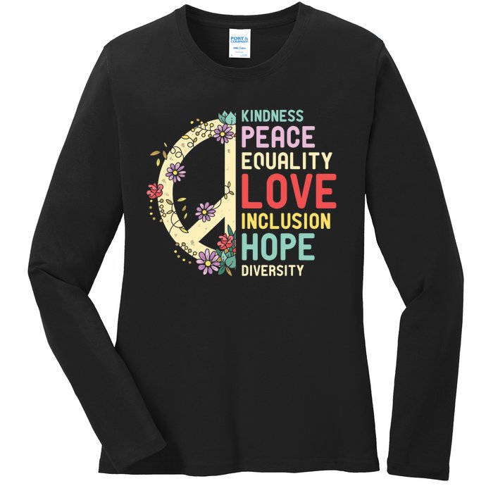 Diversity Equality Love Peace Human Rights Social Justice Ladies Long Sleeve Shirt