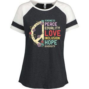 Diversity Equality Love Peace Human Rights Social Justice Enza Ladies Jersey Colorblock Tee