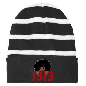 Delta Sorority DST 1913 Striped Beanie with Solid Band