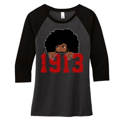 Delta Sorority DST 1913 Women's Tri-Blend 3/4-Sleeve Raglan Shirt