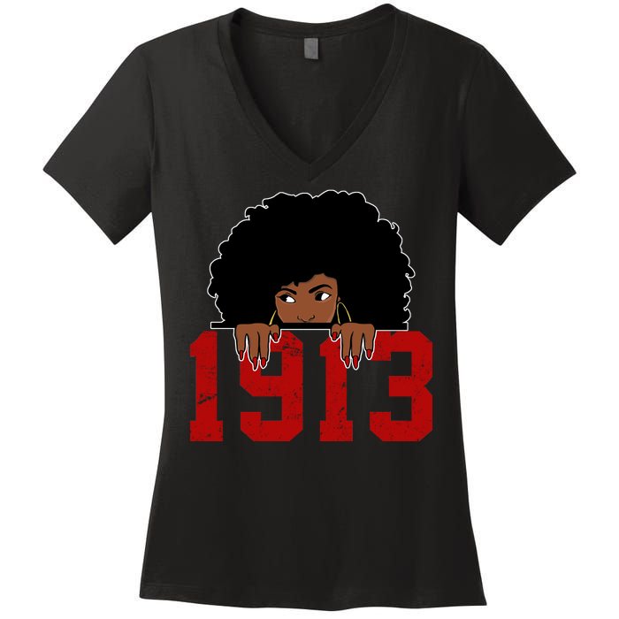 Delta Sorority DST 1913 Women's V-Neck T-Shirt