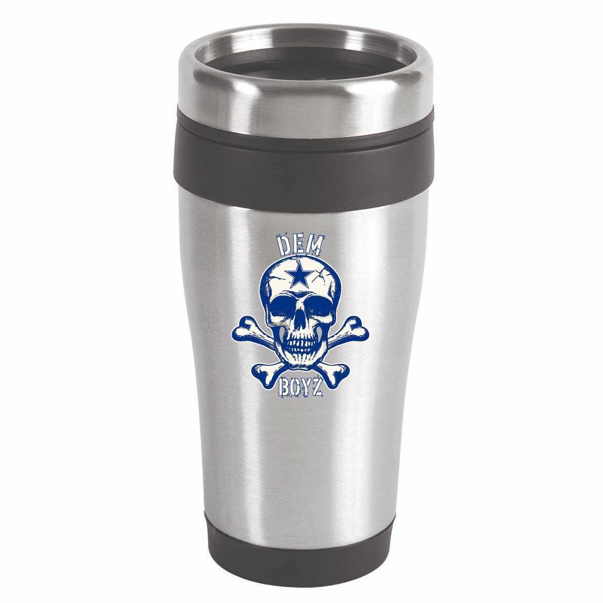 DEM BOYZ Dallas Skull Crossbones Star Texas Fan Pride 16oz Travel Tumbler