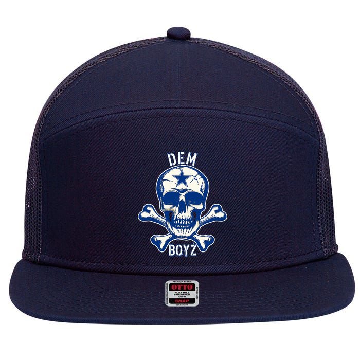DEM BOYZ Dallas Skull Crossbones Star Texas Fan Pride 7 Panel Mesh Trucker Snapback Hat