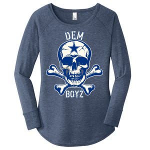 DEM BOYZ Dallas Skull Crossbones Star Texas Fan Pride Women's Perfect Tri Tunic Long Sleeve Shirt