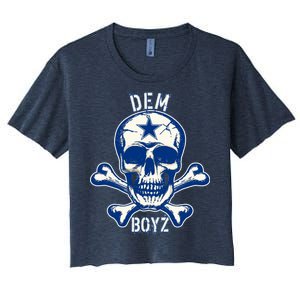 DEM BOYZ Dallas Skull Crossbones Star Texas Fan Pride Women's Crop Top Tee