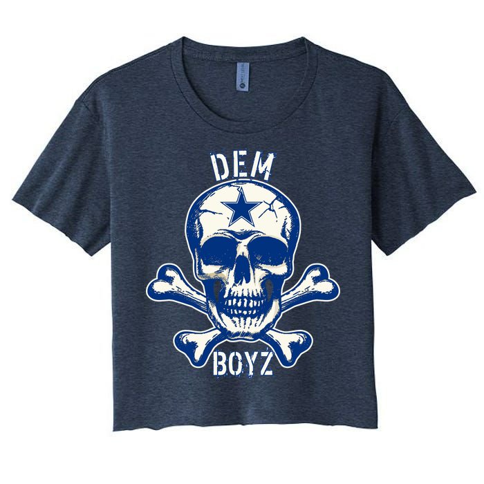 DEM BOYZ Dallas Skull Crossbones Star Texas Fan Pride Women's Crop Top Tee