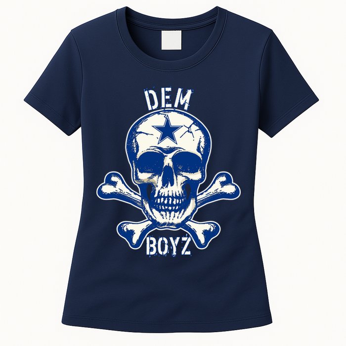 DEM BOYZ Dallas Skull Crossbones Star Texas Fan Pride Womens T-Shirt