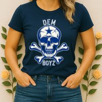 DEM BOYZ Dallas Skull Crossbones Star Texas Fan Pride Womens T-Shirt
