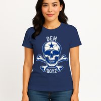 DEM BOYZ Dallas Skull Crossbones Star Texas Fan Pride Womens T-Shirt