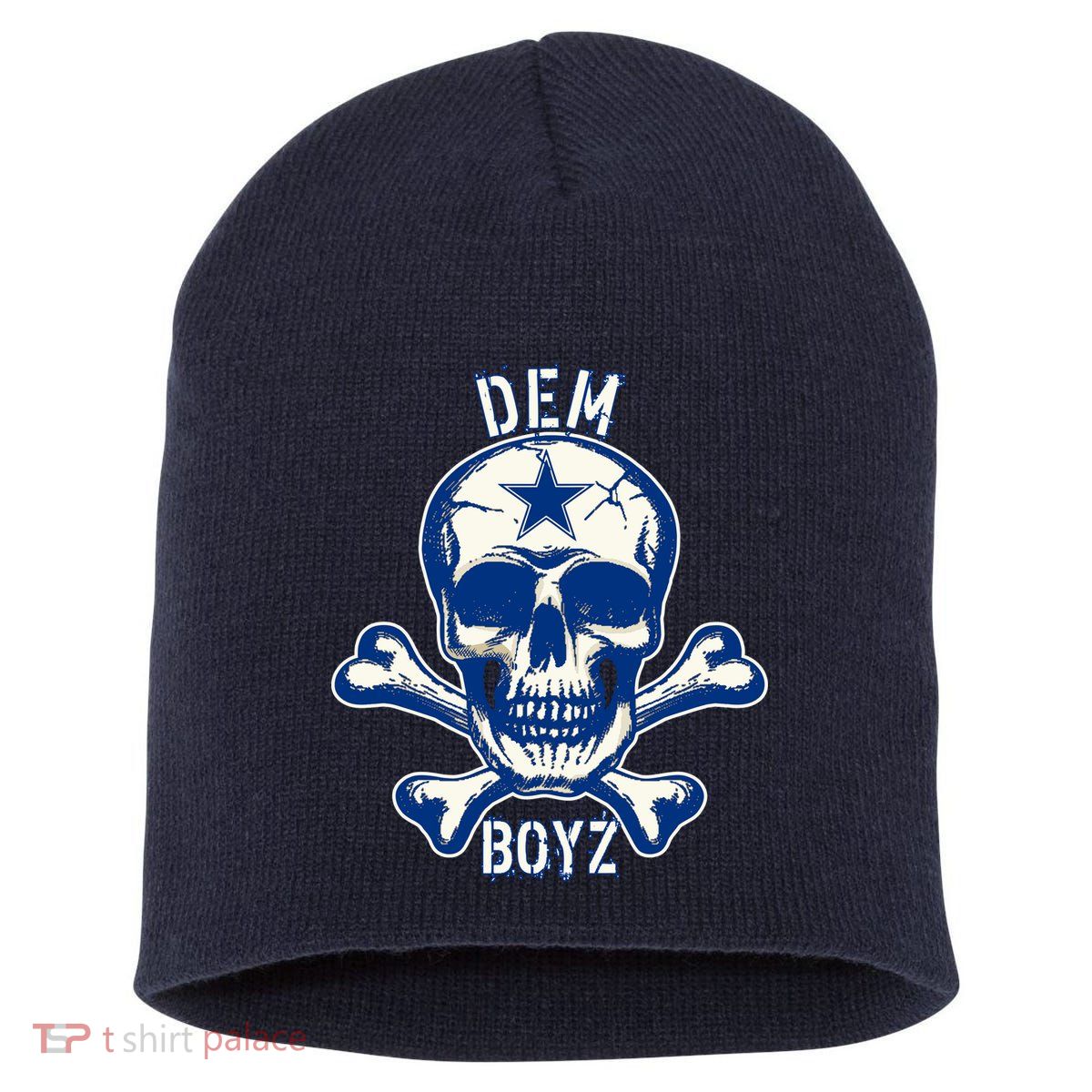 DEM BOYZ Dallas Skull Crossbones Star Texas Fan Pride Short Acrylic Beanie