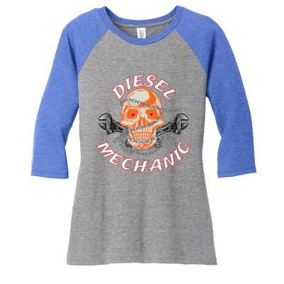 Diesel Engine Mechanic Gift Women's Tri-Blend 3/4-Sleeve Raglan Shirt