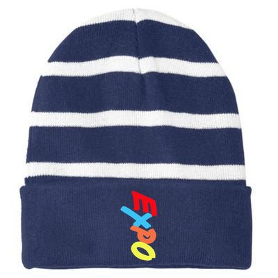 Dry Erase Marker Group Striped Beanie with Solid Band